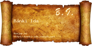 Bánki Ida névjegykártya